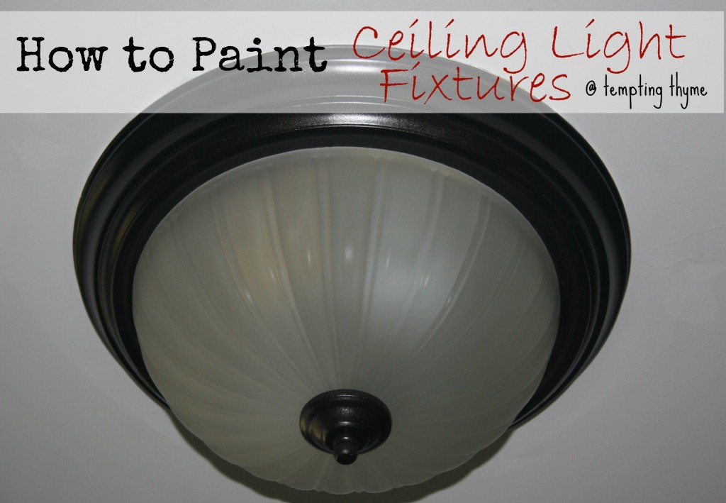 Updating a brass ceiling light with spray paint