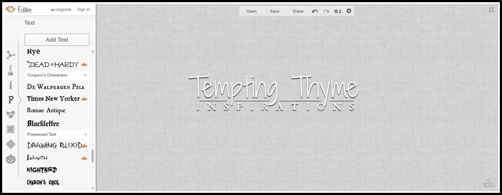 How to create a watermark-Tempting Thyme