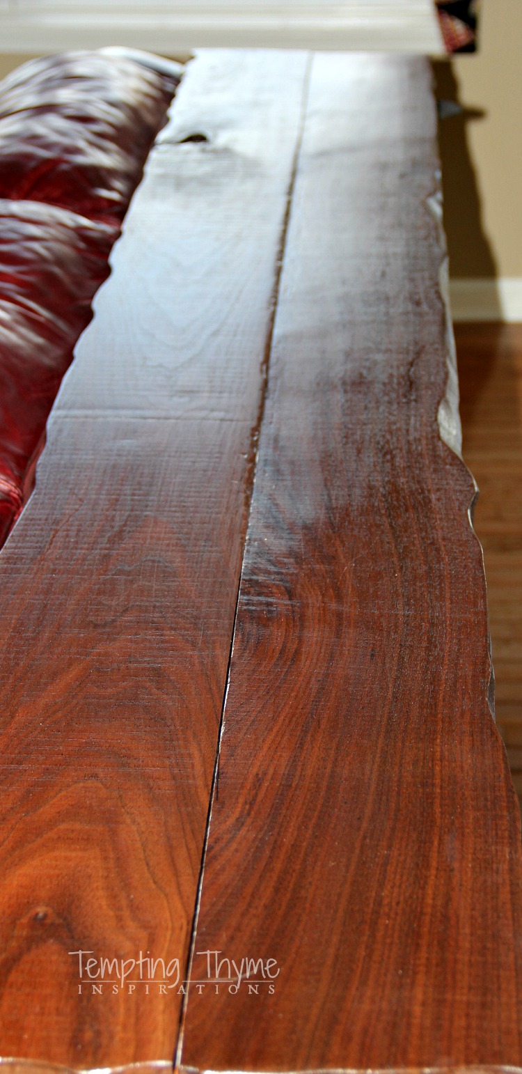 DIY Industrial table with living walnut plank top