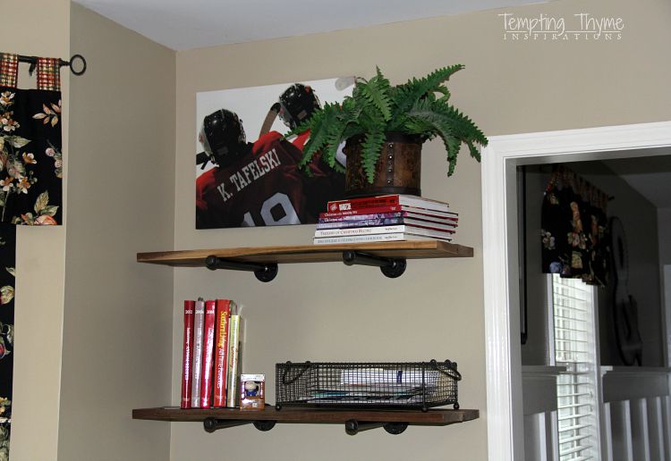 I love small doses of #industrial within classic, traditional homes. These shelves are quick, easy and #cheap