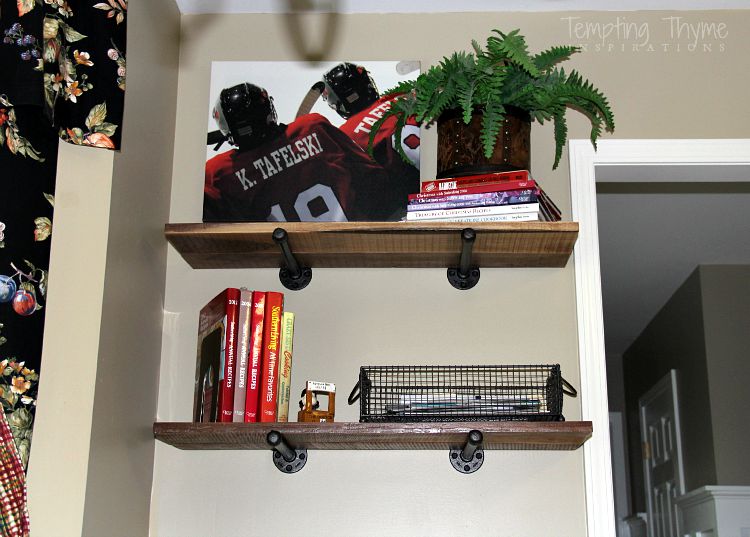 I love small doses of #industrial within classic, traditional homes.  These shelves are quick, easy and #cheap