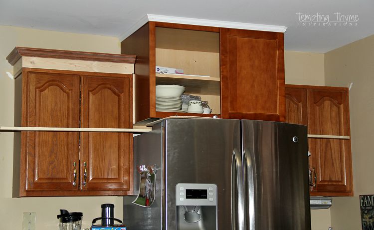 Adding height to the kitchen cabinets tempting thyme