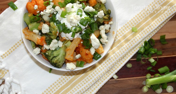 Buffalo Cauliflower and Broccoli Rice Bowl