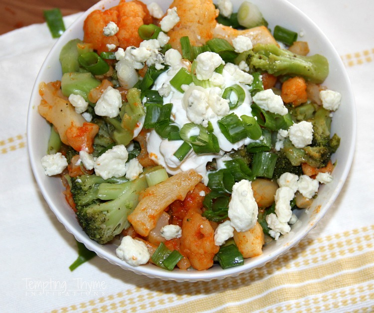 Buffalo Cauliflower and Broccoli Rice Bowl