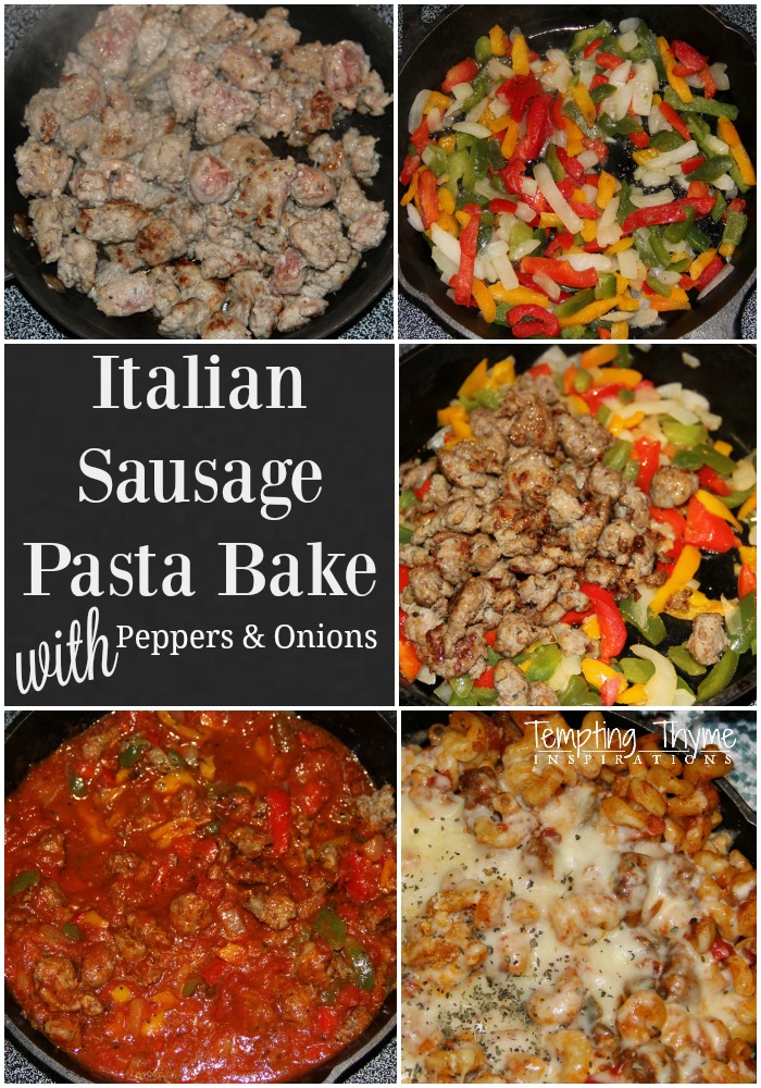 Italian Sausage Pasta Bake with Sauteed Peppers and Onions