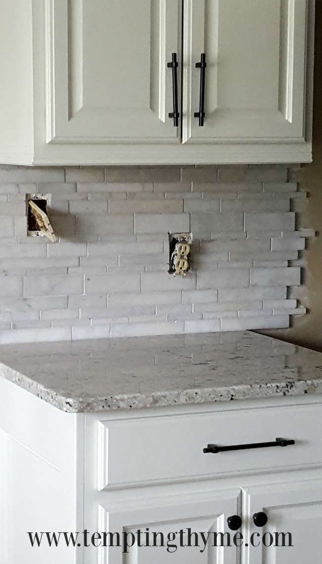 DIY marble tile back splash