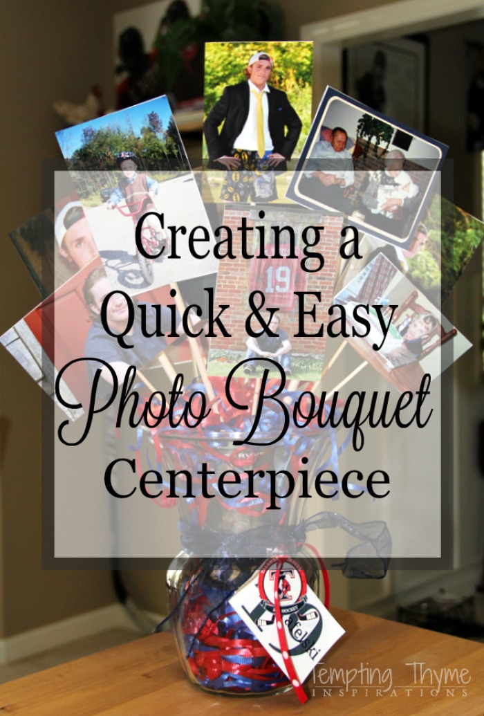 Using photographs in your centerpiece is a great idea for graduation parties!