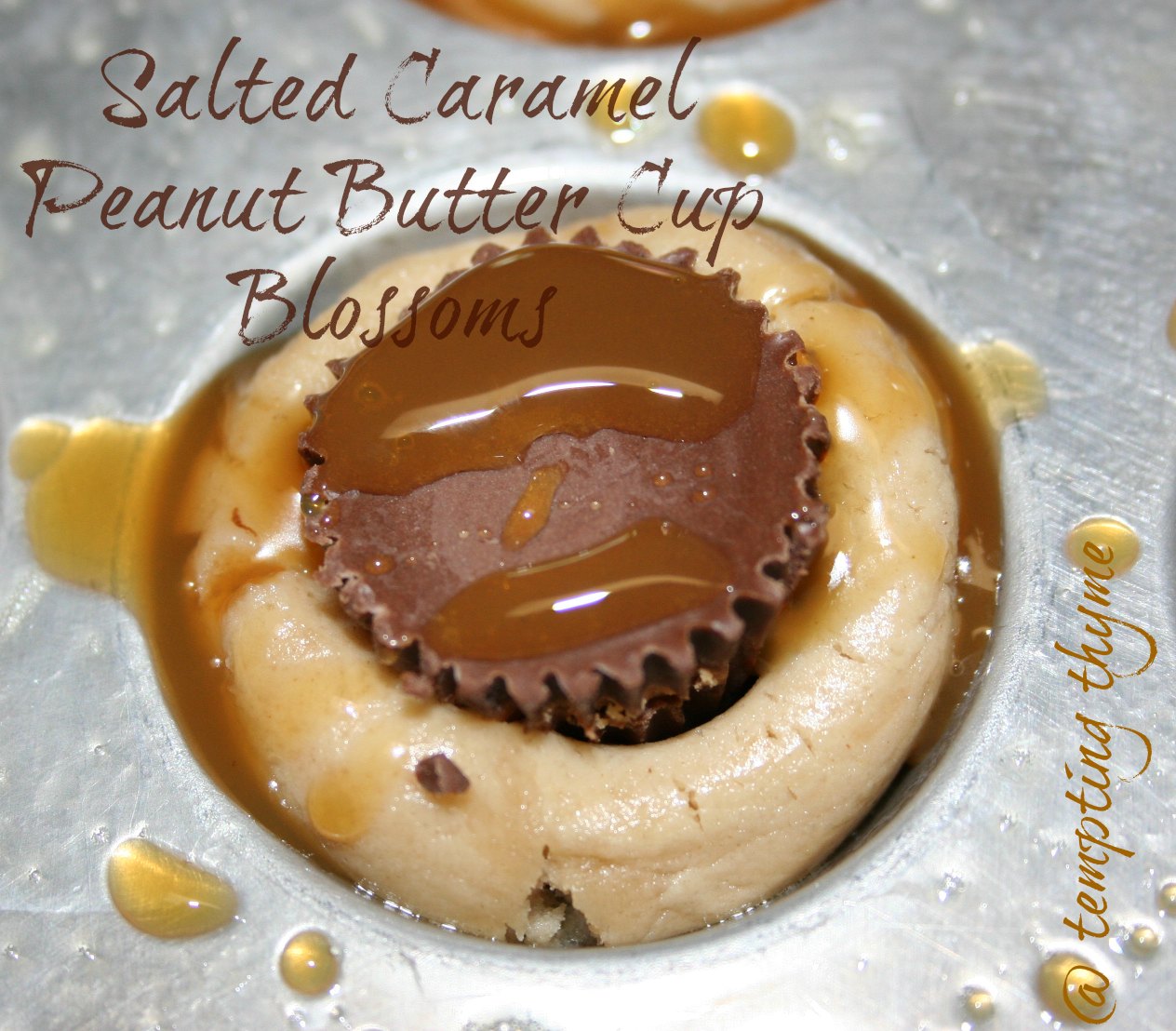 Tempting Thyme Salted Caramel Peanut Butter Cup Blossooms